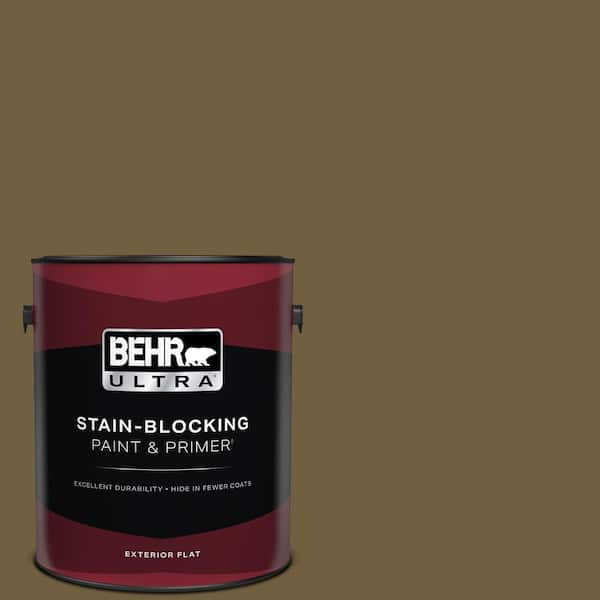 BEHR ULTRA 1 gal. #360F-7 Olive Shadow Flat Exterior Paint & Primer