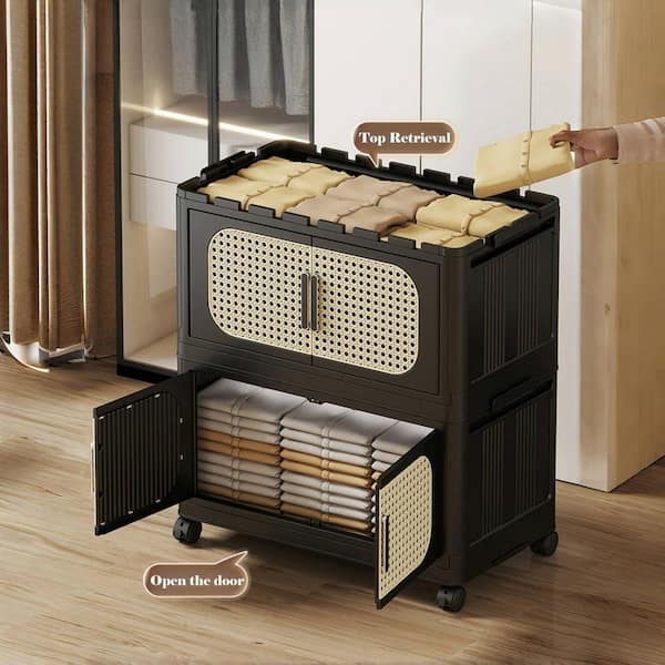 キャビネット 40 in. H x 20 in. W Black Plastic Folding Storage Cabinet with