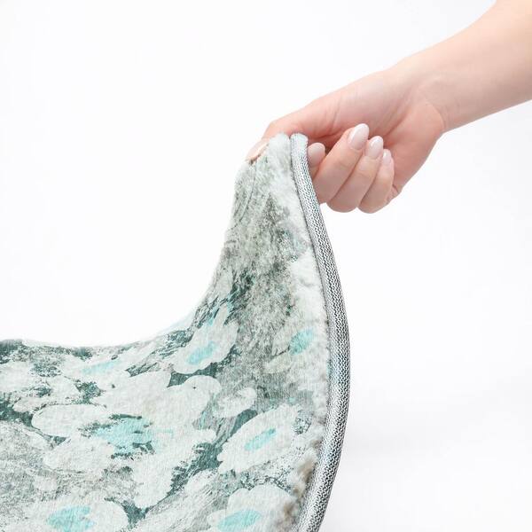 Dream Shag Premium Machine Washable Abstract ADS538 Teal 9 ft. x 12 ft. Area Rug