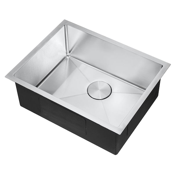 Attop Handmade 18- Gauge Stainless Steel 23 in. Single Bowl Undermount Kitchen Sink with Pull Down Faucet