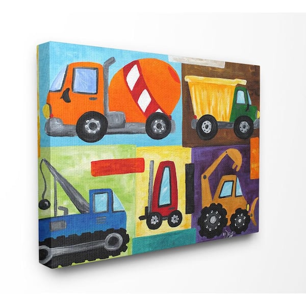 Stupell Industries 24 in. x 30 in. "Construction Trucks Set" by nJoyArt Printed Canvas Wall Art