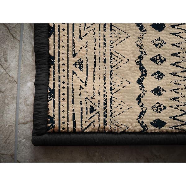 Grey Black Boho Tribal Area Rug Vintage Irregular Pattern - Temu