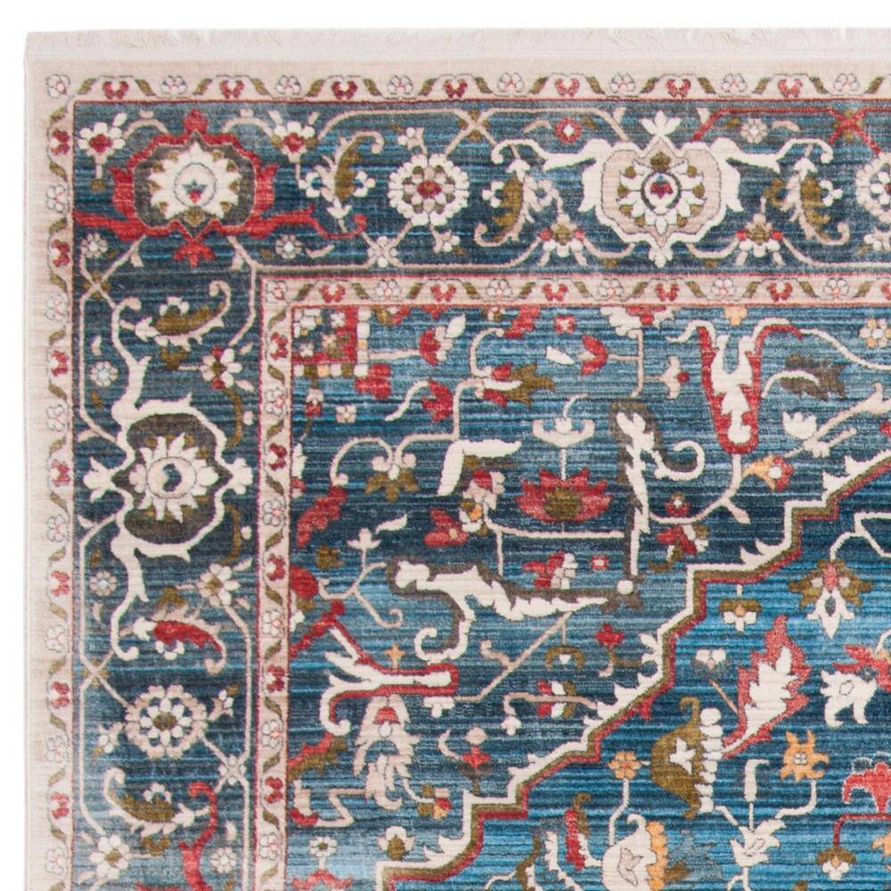 Blue and Ivory Synthetic 8' x 10' Rectangular Area Rug