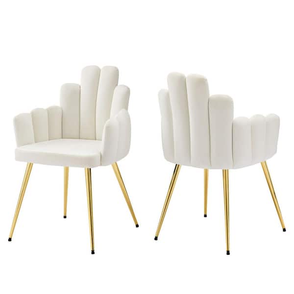 MODWAY Viceroy White Performance Velvet Dining Chair (Set of 2)