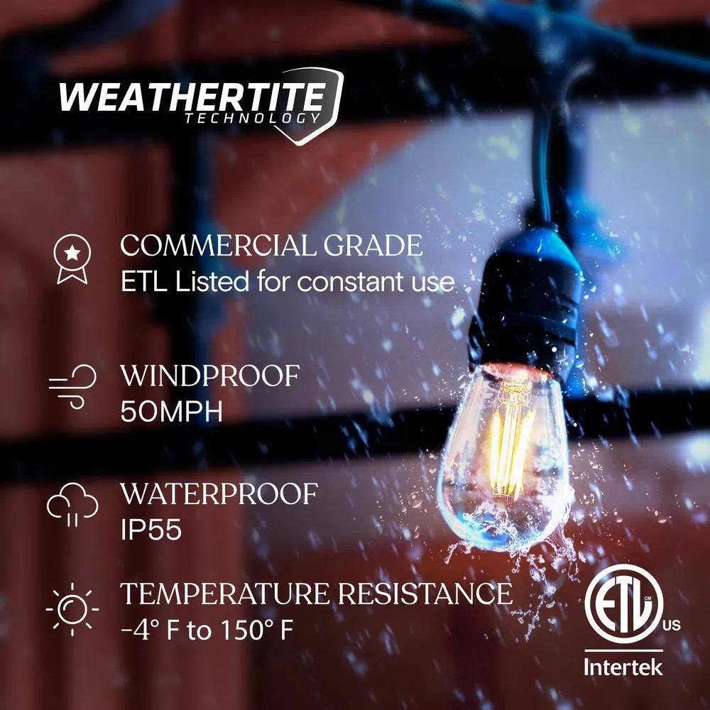 Clear Dimmable LED Edison Bulbs for Outdoor String Lights, 15-Pack