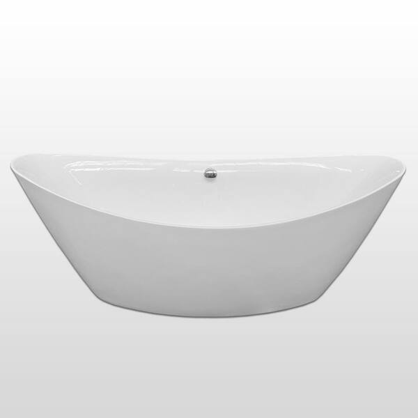Beverly With Faucet 71 In Acrylic Flatbottom Freestanding Bathtub In White 0762179103004 The Home Depot