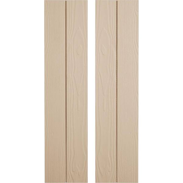 Ekena Millwork 11 in. x 68 in. Timberthane Polyurethane 2-Board Joined Board-n-Batten Sandblasted Faux Wood Shutters, No Batten Pair