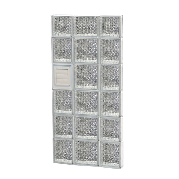 Clearly Secure 19.25 in. x 44.5 in. x 3.125 in. Frameless Diamond Pattern Glass Block Window with Dryer Vent