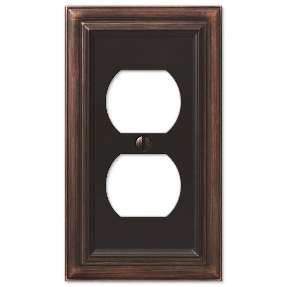 Aged Bronze Cast Metal Single Duplex Wall Plate