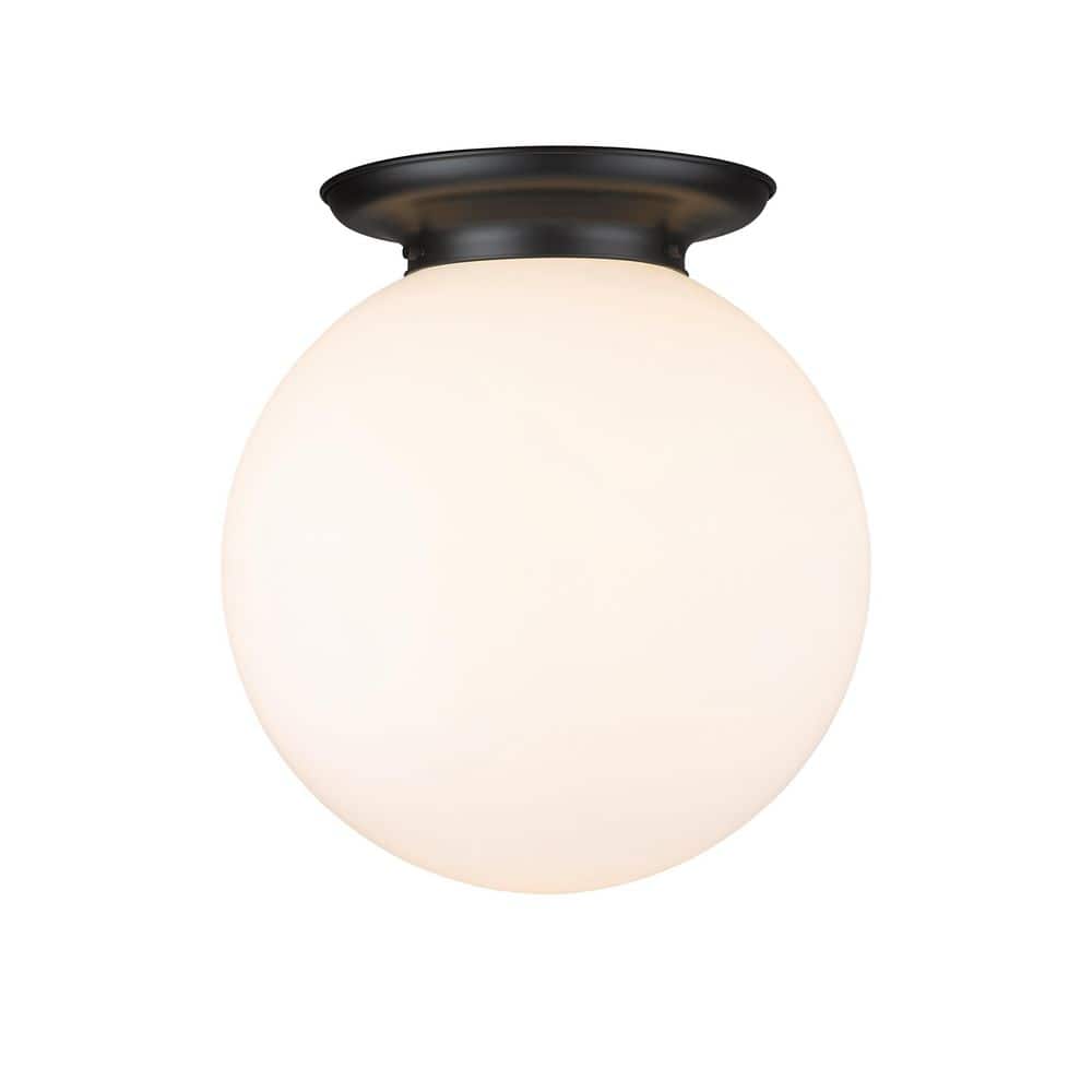 Beacon 15.75 in. 1-Light Matte Black Art Nouveau Flush Mount with Seeded Glass Shade price history on PriceWatchPro
