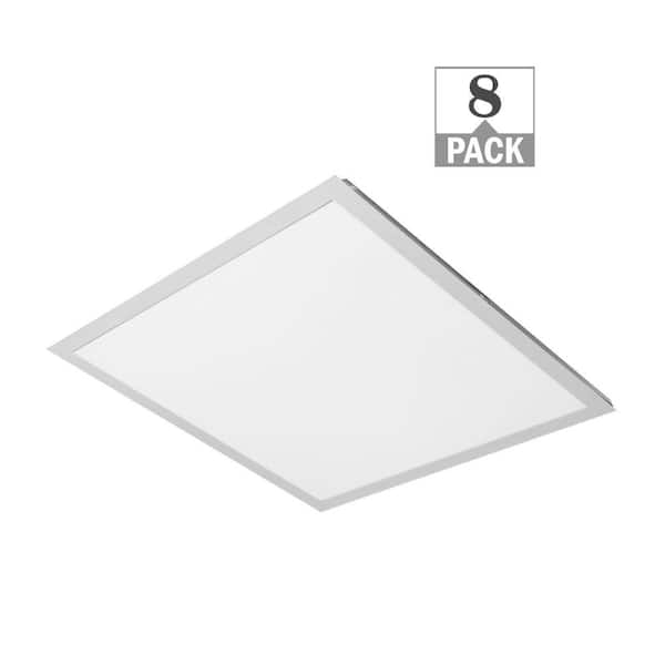 2 ft. x 2 ft. Selectable Lumens Wattage 3500K 4000K 5000K Integrated LED White Troffer Light 0-10V Dimming (8-Pack)
