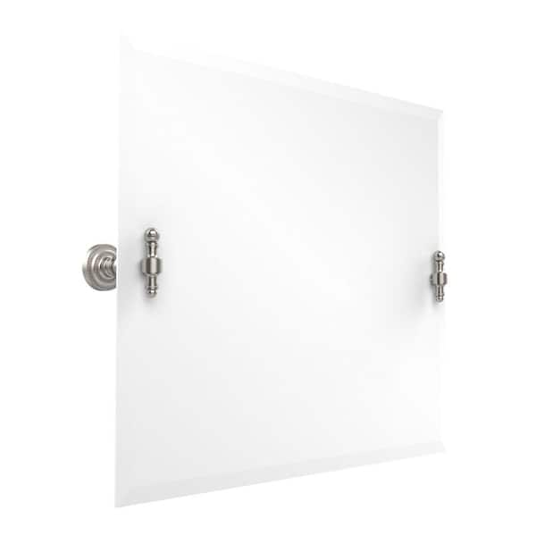 Allied Brass Retro-Dot Collection 26 in. x 21 in. Rectangular Landscape Single Tilt Mirror with Beveled Edge in Satin Nickel