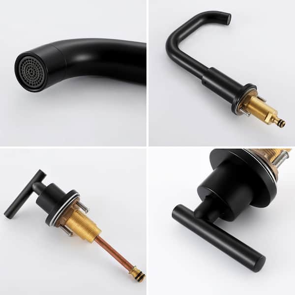 Rotatable 8 in. Widespread 2-Handles Deck Mount Vanity Bathroom Faucet in Black