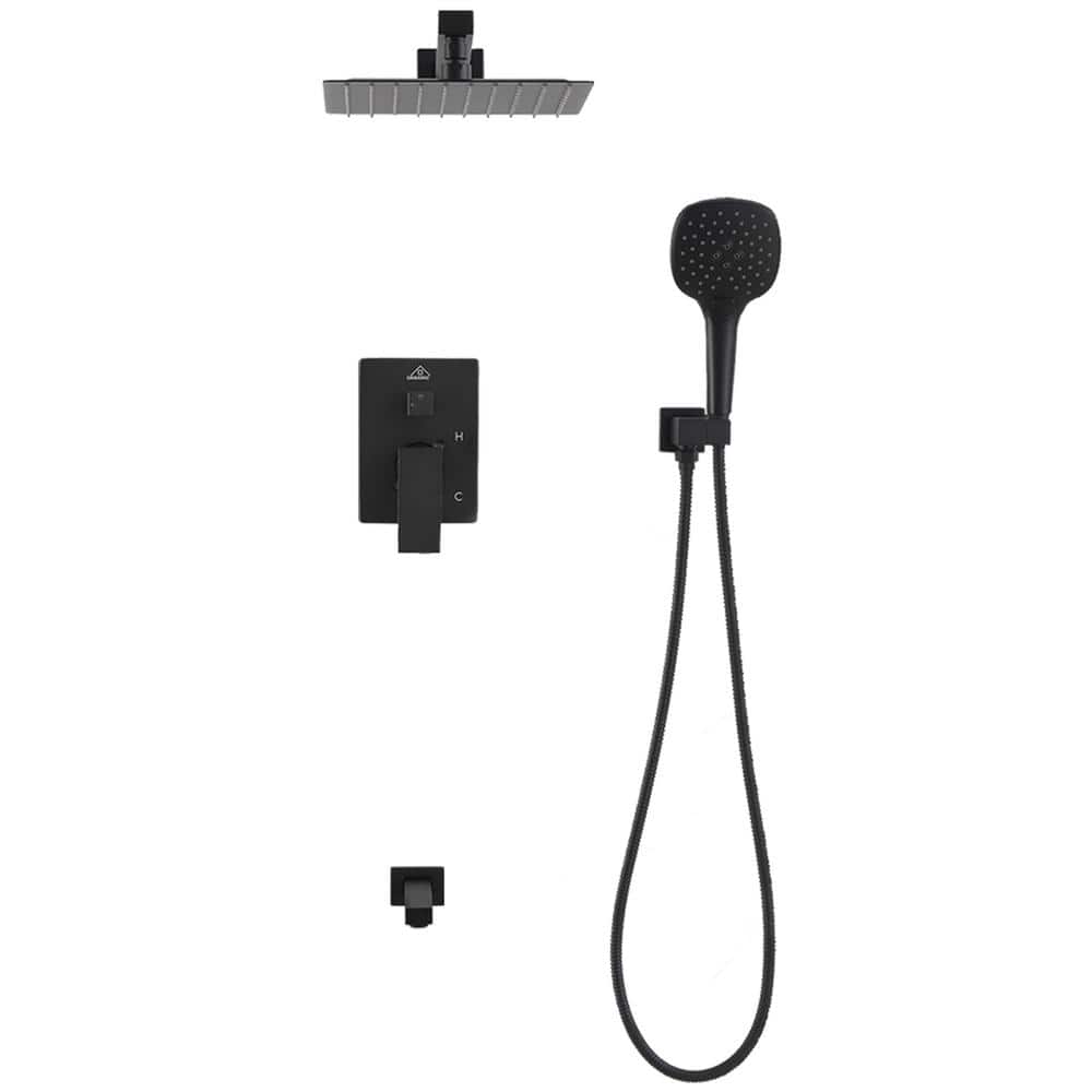 3-Spray Patterns with 2.5 GPM 10 in. Wall Mount 3 Outlets Popular Shower Fa