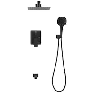 3-Spray Patterns with 2.5 GPM 10 in. Wall Mount 3 Outlets Popular Shower Faucets Set Dual Shower Heads in Matte Black