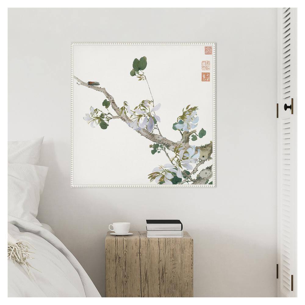 Ju Lian Insects and Flowers IV White Framed Canvas Art Print