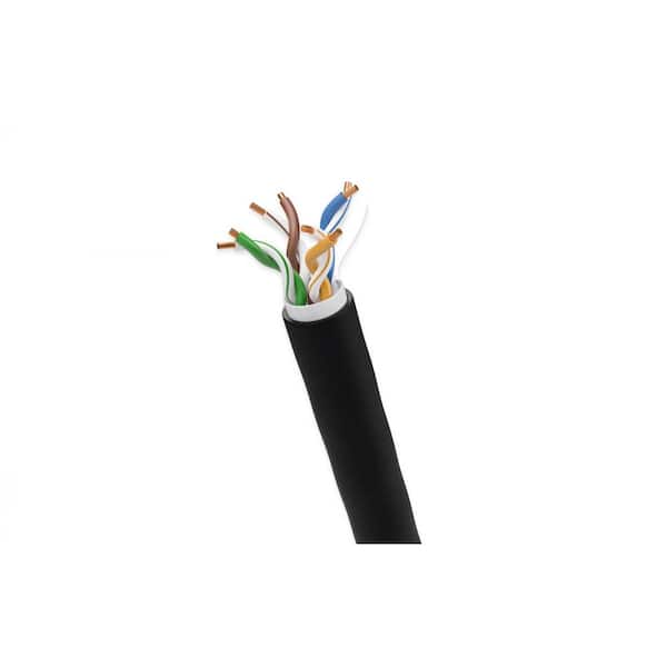 CAT 5E 1000 ft. Black 24AWG / 8-Conductors Solid Copper UTP Ethernet Data Cable Outdoor Direct Burial