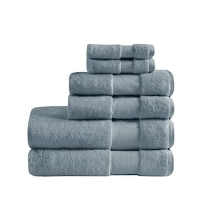 Turkish 6-Piece Blue Cotton Bath Towel Set