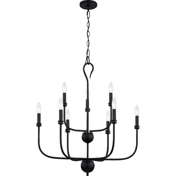 Quoizel Blanche 9-Light Matte Black Candlestick Chandelier