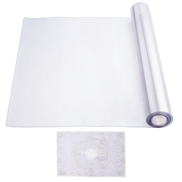Plastic Table Cover 24 x 96 in. 1.5 mm Thick Clear Table Protector Solid Rectangle PVC Desk Mat Easy Cleaning