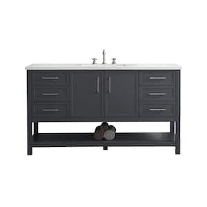 Arlo 60 in. W x 22 in. D x 34 in. H Bath Vanity in Dark Gray with Engineered Stone Top in Ariston White with White Sink