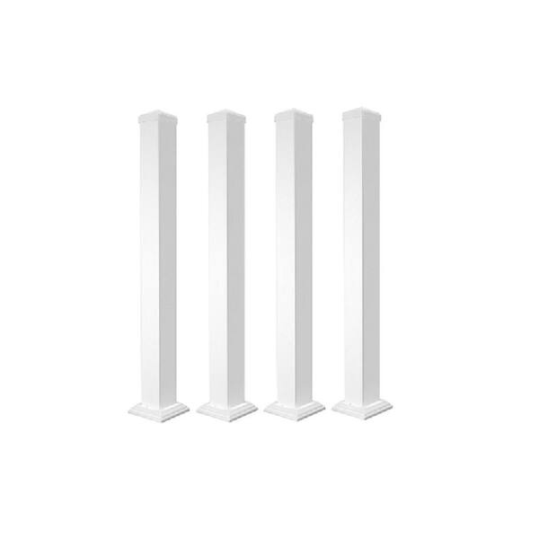Pegatha 3.5 in. x 39 in. White Fine Textured Aluminum Welded Post (4-Piece)