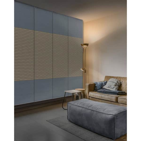 Godear Design Denim Stitch Cordless 99.99% Blackout Adjustable Sliding Window Panel Track with 23 in. Slats Up to 86 in. W x 96 in. L