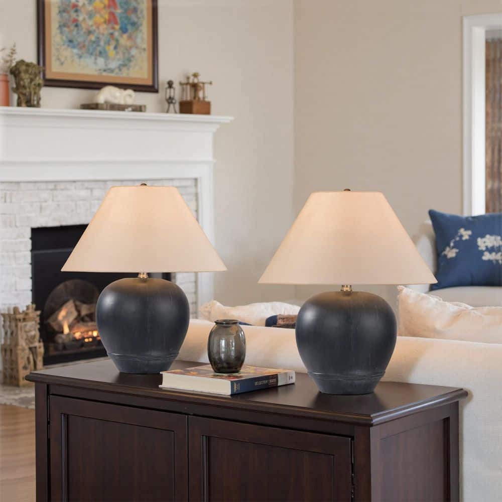 18 in. Black Beside Table Lamp Set and with Empire Shade (Set of 2) price history on PriceWatchPro