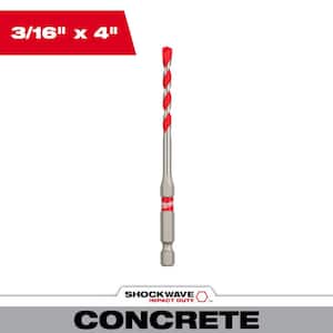3/16 in. x 2 in. x 4 in. SHOCKWAVE Carbide Hammer Drill Bit for Concrete, Stone, Masonry Drilling