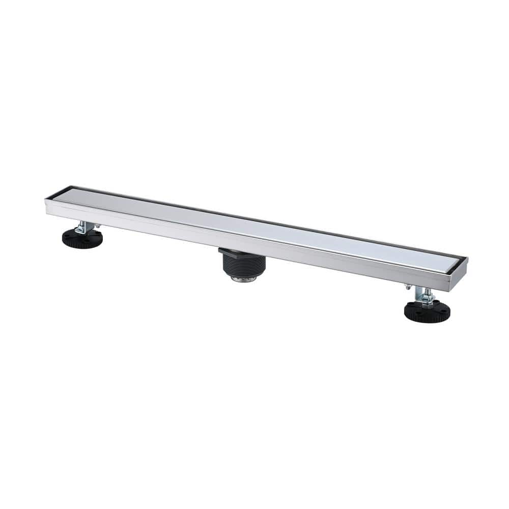 24 in. Linear Shower Drain, Included Hair Strainer and Leveling Feet in Brushed Nickel price history on PriceWatchPro