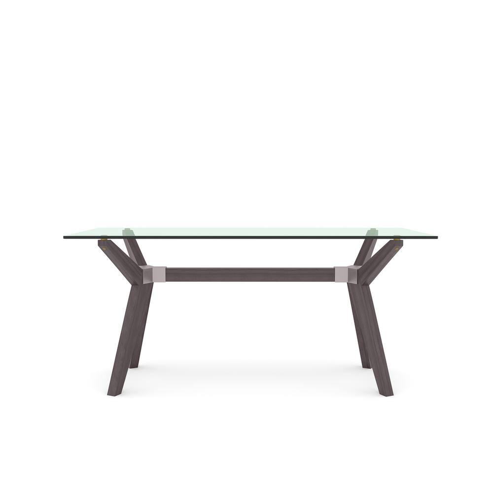 Nyhus 63 in. Rectangular Mid-Century Modern Grey Solid Wood Laptop Desk  with Glass Top Multipurpose Home Desk Dining Table HD-45283460 - The Home  Depot