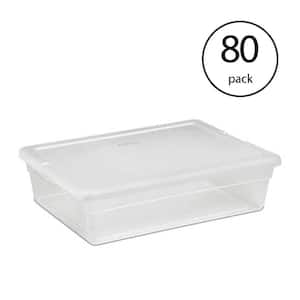 28 Qt. Clear Bin Storage Box Tote Container with White Lid (80 Pack)