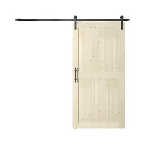 K Series 48 in. x 84 in. Unfinished Knotty Wood Sliding Barn Door with Hardware Kit