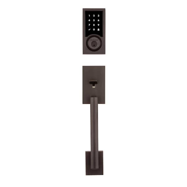SmartCode 915 Contemporary Venetian Bronze Electronic Deadbolt with San Clemente Handle Set and Halifax Interior Lever