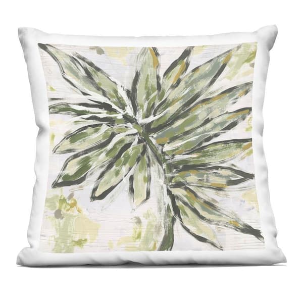 Palm Leaf Palette Green Floral Zipper Polyester 18 in. x 18 in. Throw Pillow