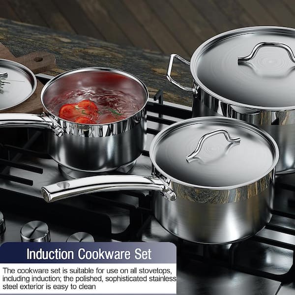 Professional Grade 8-Piece Stainless Steel Cookware Set