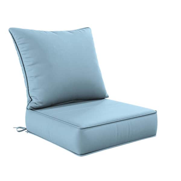 WNP 24 in. x 24 in. Deep Seat Outdoor Lounge Cushion with Backrest, Premium Waterproof Patio Furniture Cushions Sky