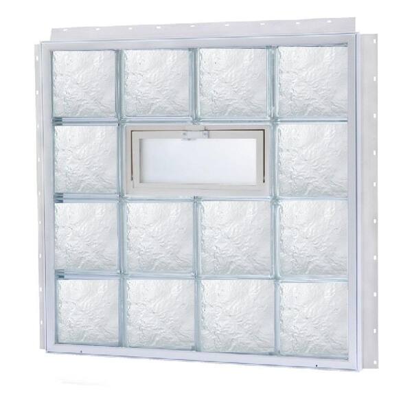 TAFCO WINDOWS 13.875 in. x 11.875 in. NailUp2 Vented Ice Pattern Glass Block Window