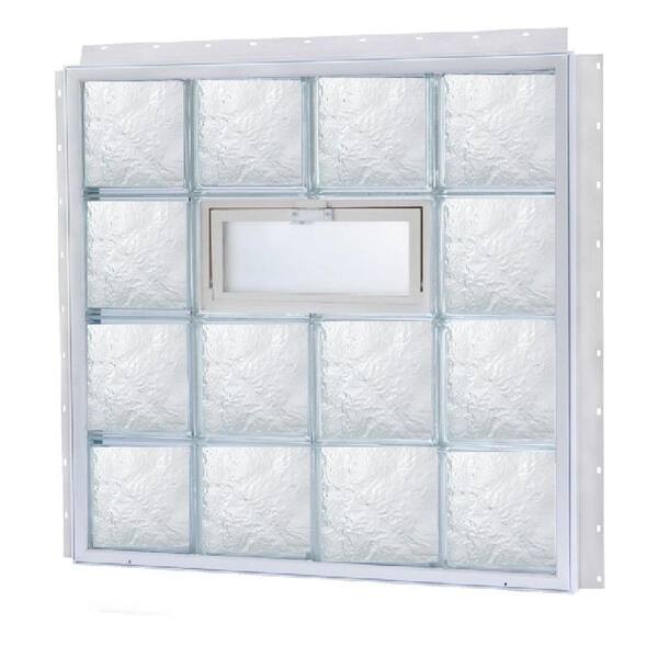 TAFCO WINDOWS 35.375 in. x 11.875 in. NailUp2 Vented Ice Pattern Glass Block Window