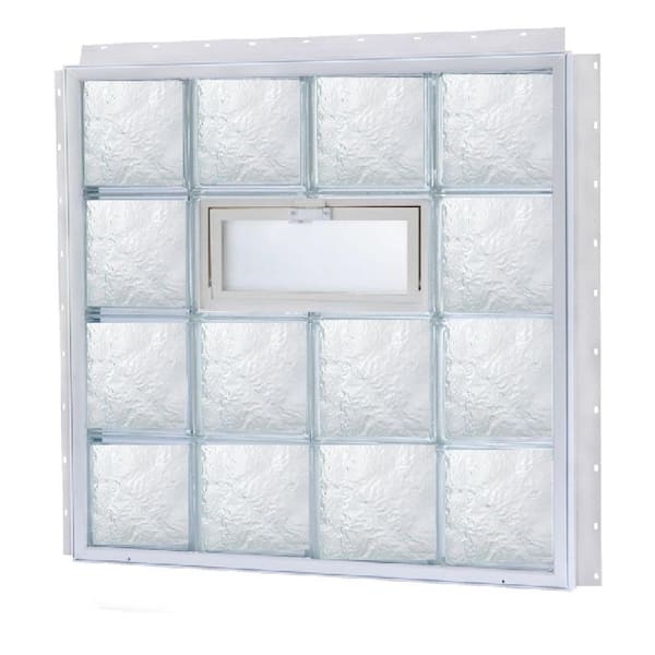 TAFCO WINDOWS 40 in. x 40 in. NailUp Vented Ice Pattern Glass Block Window