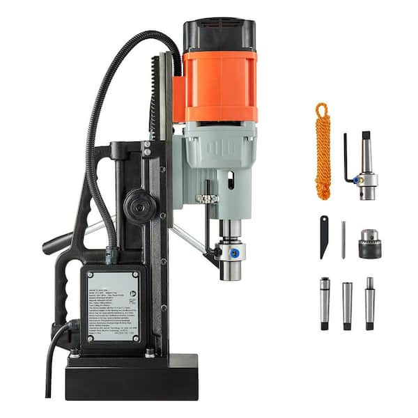 Magnetic Drill Press, 1550W, 2. 4in. Drilling Capacity, 2922 lbf Magnetic Force, Adjustable Speed 0-600 RPM, Morse Taper