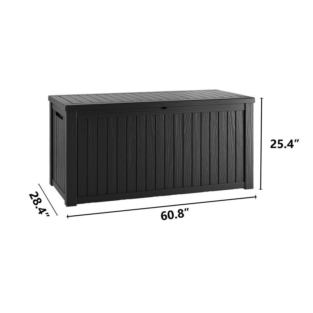 Black 150 Gallon Lockable Resin Outdoor Deck Storage Box