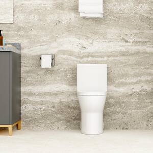 Dual Flush 0.88/1.2 GPF Elongated Standard 1 Piece Toilet in Glossy White with Soft Closing Seat Side Holes