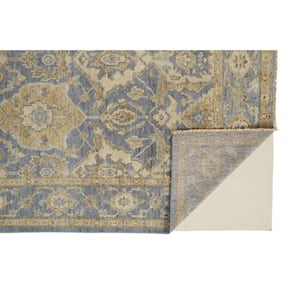 5 X 8 Blue and Gold Floral Area Rug
