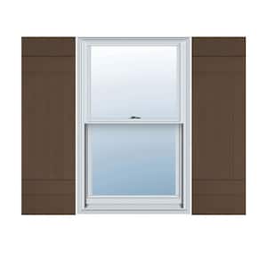 14 in. W x 47 in. H Vinyl Exterior Joined Board and Batten Shutters Pair in Federal Brown