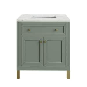 Chicago 30.0 in. W x 23.5 in. D x 34 in. H Bathroom Vanity in Smokey Celadon with Ethereal Noctis Quartz Top