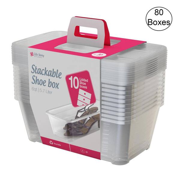 Life Story 6.0 Qt. Clear Shoe/Closet Storage Box Stacking Container (80-Boxes)