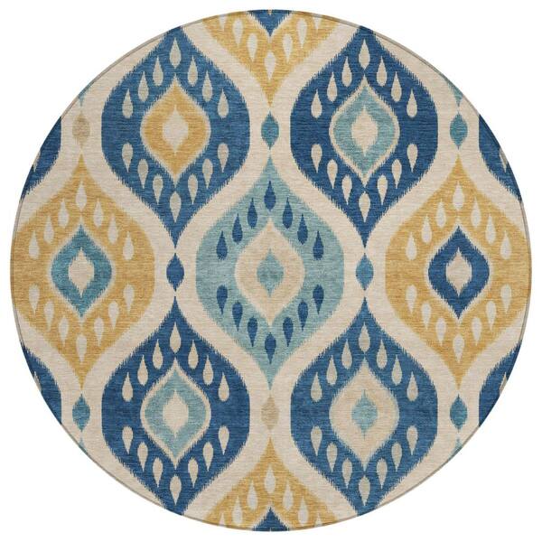 Chantille Machine Washable Indoor/Outdoor Abstract ACN3123 Baltic 8 ft. x 8 ft. Round Rug