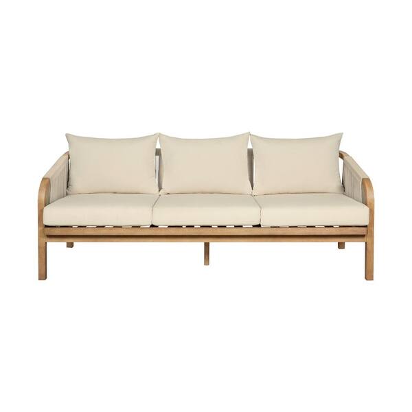 Armen Living Cypress Light Gray Eucalyptus Wood Outdoor Couch with