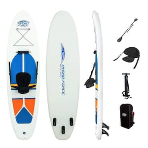 Hydro-Force White Cap 10 ft. Inflatable Stand Up Paddle Board SUP and Kayak, White